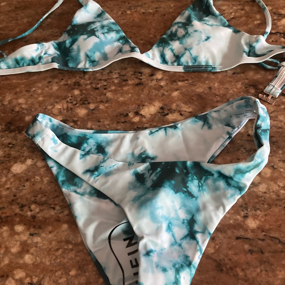 teal/white the dye bikini